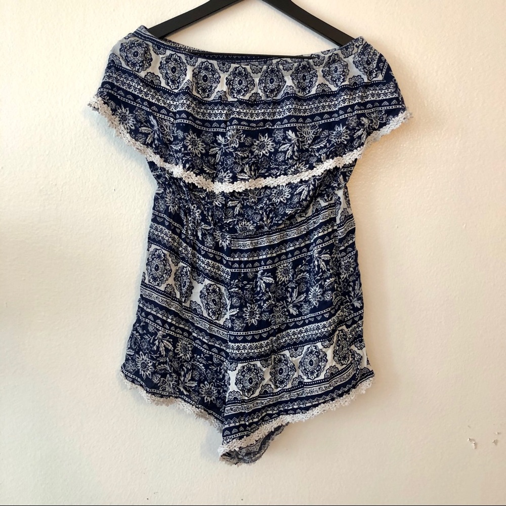 Francesca’s Bohemian Strapless Romper